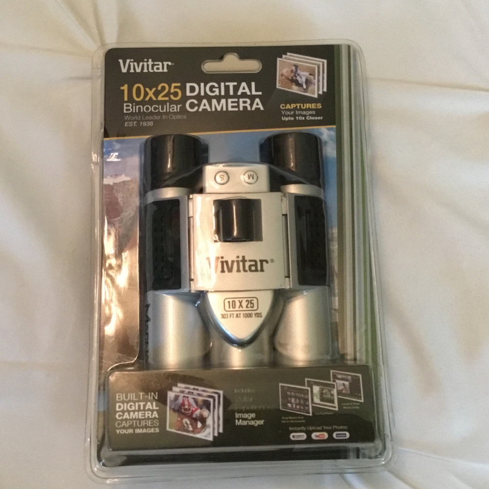 Vivitar 10x25 Digital Binocular Camera — Silver & Black